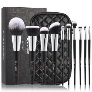 DUcare 10pcs Black Premium Synthetic Kabuki Makeup Brushes With Bag